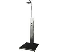 Douche d'extérieur avec receveur de douche LIBERO en acier inoxydable avec rince pieds 230cm