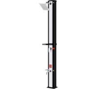 Douche d'extérieur chauffée par le soleil Valora – 35/40 L – Douche à effet pluie et douche pour les pieds – Pour le jardin, le camping, la piscine et la plage – Résistante aux UV – Noir/Argent