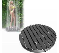 Douche d'extérieur en WPC et aluminium - Douche mobile pour sol, douche solaire, douche de camping - Hauteur de la fontaine réglable jusqu'à 4 mètres - Pour piscine, jardin, terrasse (ronde, anthracit