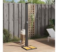 Douche d'Extérieur Meuble Jardin Piscine Noir Résine Tressée Bois Acacia vidaXL