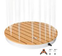 Douche d'extérieur portable - Douche de jardin à pompe manuelle pour le jardin, la piscine et le camping - Hauteur réglable jusqu'à 4,5 m - Socle antidérapant - WPC - Aspect bois