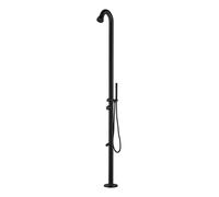 Douche d'extérieur Sined Bosa en acier inoxydable 316L, avec pommeau de douche et robinet de lavage des pieds, finition noire satinée