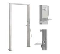 vidaXL Douche de jardin en acier inoxydable double buses – finition brossée 210 cm