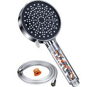 Douche économe en eau avec flexible, filtre, 6 types de jets, chromée, 75 l/min