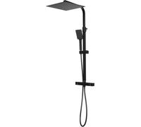 Douche et thermostat - Système de douche à effet pluie - Douche relaxante - Limiteur de température à 38°C - Douche de 30 cm - Noir