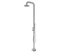 Douche extérieure acier inoxydable 316L, eau chaude/froide, tête de douche orientable 25 cm, douchette à main, brossé (TS1008)