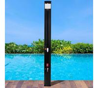Douche extérieure indépendante - Noir & Argent - Douche de jardin - Douche sauna - Pommeau solaire 360° avec douche de pied - Réglage de la température jusqu'à 60?°C - Avec couverture - 60?L