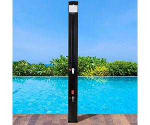 Douche extérieure indépendante - Noir & Argent - Douche de jardin - Douche sauna - Pommeau solaire 360° avec douche de pied - Réglage de la température jusqu'à 60?°C - Avec couverture - 60?L