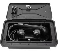 Douche extérieure RV - Kit de douche - Universel pour bateaux et camping-cars - Montage extérieur - Couvercle 34,46 × 21,98 cm - PP/PVC/ABS/acrylique - Noir