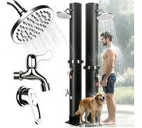 Douche extérieure solaire 40 L - Chauffe naturellement à 60 °C, température ajustable, tête rotative et robinet au sol