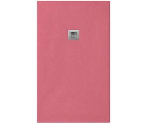 Douche italienne 100x100 cm, ligne Vulcano Slim, couleur rose vieilli RAL 3014, fabriquée en résine et en poudre de marbre, avec bonde e – FRASCIO