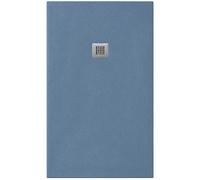 Douche italienne 90x90 cm, ligne Vulcano Slim, couleur bleu pigeon RAL 5014, fabriquée en résine et en poudre de marbre, avec bonde de vidange offerte – FRASCIO