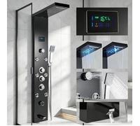 Douche LED numérique 5-en-1 - Ensemble colonne thermostatique avec lumière bleue pomme de pluie et douchette flexible