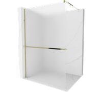 Douche Mexen Kioto + 80 x 200 cm, verre givré 8 mm, or, avec plateau