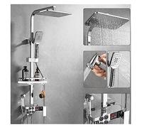 Douche Numérique, Ensemble de douche chromé numérique robinet salle bain mélangeur chaud et froid système pluie montage mural Kit complet baignoire bidet luxe en argent(Hot and Cold-04)