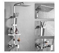 Douche Numérique, Ensemble de douche chromé numérique robinet salle bain mélangeur chaud et froid système pluie montage mural Kit complet baignoire bidet luxe en argent(Hot and Cold-01)