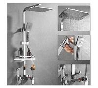 Douche Numérique, Ensemble de douche chromé numérique robinet salle bain mélangeur chaud et froid système pluie montage mural Kit complet baignoire bidet luxe en argent(Thermostatic-02)