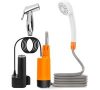 Douche portable extérieure 1,8 m avec batterie rechargeable 2200mAhPommeau avec valve rotativePour camping, randonnée, lavage de v