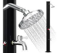 Douche solaire 20L, pour jardin, eau chaude jusqu'à 60°C, sans raccordement électrique. Douche pour piscine ou camping, avec pédiluve et pommeau de douche pivotant