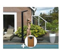 Douche solaire 35 L Solaris Premium LED + Plancher solaire Bois Teck - Ubbink