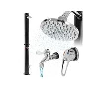 Douche solaire 35 litres avec pomme de douche effet pluie raccord d'eau 207 cm