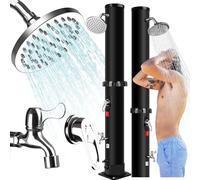 Douche Solaire 40L - Douche de Jardin Solaire Chaude avec Robinet et Pommeau de Douche à Effet Pluie, Température Réglable Jusqu'à 60°C, Douche Solaire Exterieure Idéal pour Piscine Plage Jardin
