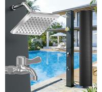 Douche solaire carrée UISEBRT, noire, capacité de 40 L, pomme de douche à 360° pour le jardin, la piscine et le camping