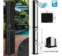 Douche solaire - Colonne de douche - Réservoir de 35 l - Aluminium - Eau chaude et froide - Pour jardin/piscine en extérieur - Montage facile - RoHS - Argent