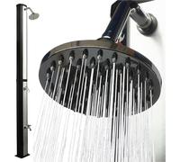 Douche solaire de 35 litres avec douchette de pied – pommeau de douche à effet pluie orientable – Douche solaire pour jardin/extérieur/piscine, sans raccordement électrique – Raccordement au tuyau d'a