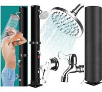 Douche solaire de 35 litres, avec housse de protection, pommeau de douche réglable à 360°, douchette pour les pieds, mélangeur, raccordement pour tuyau de jardin, douche de jardin pour jardin, piscine