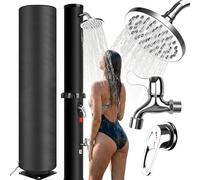 Douche solaire de 35 litres, douche d'extérieur pour jardin, équipée d'une pomme de douche et d'un robinet pour les pieds. Fonctionne sans raccordement électrique, chauffe l'eau jusqu'à 60°C. Douche d