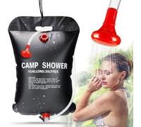 Douche solaire de camping, 20 L, douche solaire, chauffe-eau solaire portable, pomme de douche amovible avec tuyau, réservoir d'eau solaire pour le camping, la randonnée et l'escalade