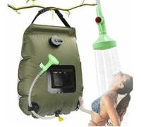 Douche solaire de camping, douche solaire portable, sac à eau pliable d'extérieur de 20 L avec pommeau de douche réversible,