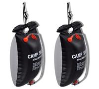 Douche solaire de camping - vidaXL - 20 L - 2 pièces - Noir - 59,5x40 cm - Absorption solaire - Robinet intégré