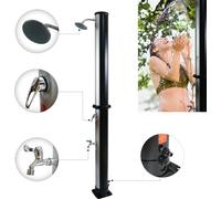 Douche solaire de jardin 35 L argentée avec mitigeur et grande douche à effet pluie jusqu'à 60 °C