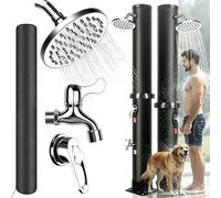 Douche solaire de jardin, 35 litres - Douche solaire avec pommeau de douche rotatif à 360° et robinet pour les pieds, température réglable. Douche solaire pour jardin, piscine, camping, cour. Inclut u