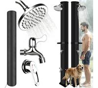 Douche solaire de jardin, 60 litres - Douche solaire avec pommeau de douche rotatif à 360° et robinet de pied, température réglable. Douche solaire pour jardin, piscine, camping, cour. Inclut un capot