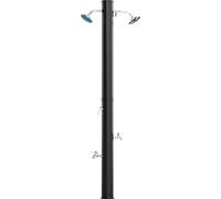 Douche solaire de jardin - Douche extérieure - Réservoir de 35 litres - 2 pommeaux de douche pivotants et robinets - Autoportante - Noire