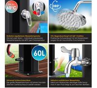Douche solaire KESSER® 40-60 litres Douche solaire de jardin | eau chaude | max. 60 °C | Avec tablette de douche métallique et capot de protection | Douche de piscine Camping | Pomme de douche à effet