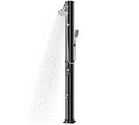 Douche solaire de jardin - Outsunny - 40L douchette à main et robinet lave-pieds mitigeur eau chaude - 218cm de haut - noir