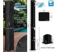 Douche solaire/douche de jardin - Colonne de douche - Réservoir de 40 l - Jardin/piscine extérieure - Eau chaude/froide - Alliage d'aluminium - Base carrée - Noir