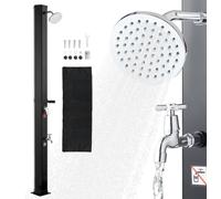 Douche solaire - Douche de jardin/piscine - Réservoir d'eau 35 L - Hauteur 216 cm - Eau chaude et froide - Avec porte-savon - Autoportante - Noire