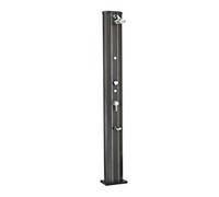 Douche solaire droite Alu aspect bois 32 L avec rince-pieds et brumisateur