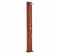 Douche solaire droite Alu aspect bois 40 L avec rince-pieds et brumisateur