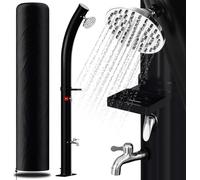 Douche solaire Izrielar 20 L avec colonne courbée et porte-savon - housse de protection et bouchon de vidange inclus (douche de jardin, douche de piscine, camping)