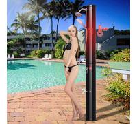 Douche solaire Izrielar Douche de jardin 40 L avec housse de protection, douchette à main et système Drain Stop – Colonne pour jardin, piscine et camping, couleur noire