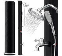 Douche solaire Jayseuw Douche de jardin avec douchette à main, douchette intégrée pour les pieds, pomme de douche ronde, matériel de montage et housse de protection inclus 35 L Noir