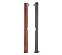 Douche solaire piscine Alu 32 L couleur bois + rince pieds luxe