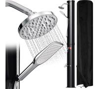 Douche solaire Pomme de douche ronde Raccord pour tuyau d'arrosage Douche solaire max. 63 °C Douche extérieure 40 l Avec douchette À main Avec housse de protection noire
