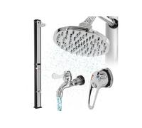 Douche solaire pour l'extérieur 35 litres noir/argent + robinet raccord eau pied